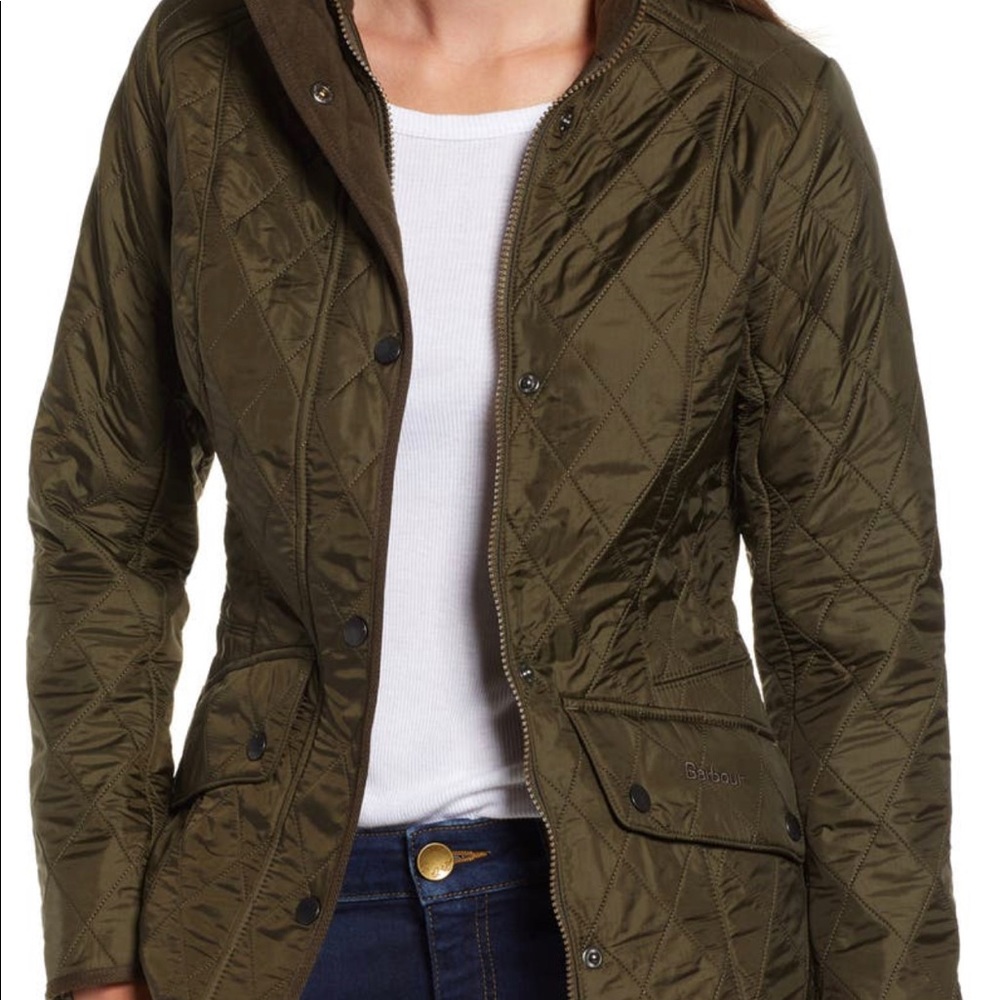 Barbour Cavalry Polarquilt Jacket in Dark Olive in Size 8